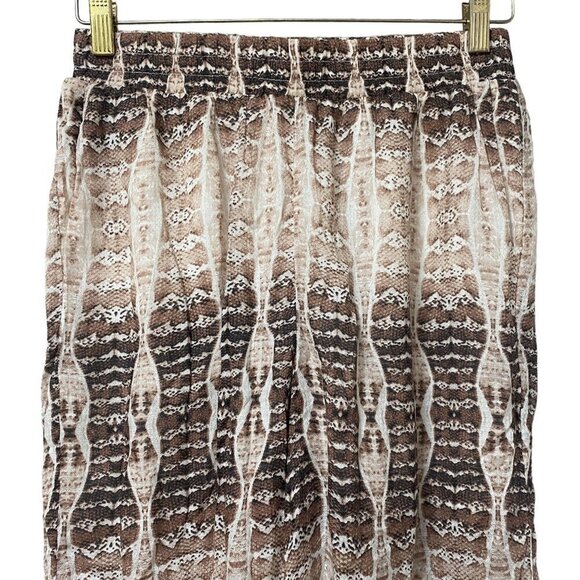 Haute Hippie Wide Leg Pants XS Sheer Snakeprint Beige Elastic Waist NWOT - Picture 3 of 8